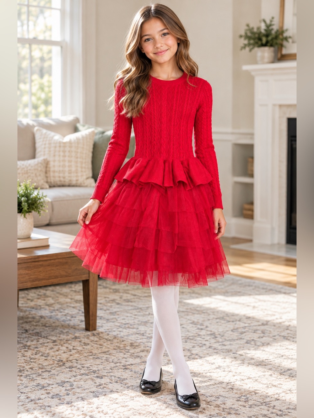 American Girl x Something Navy Crimson Sparkle Sweater Tulle Dress Girls 10/12